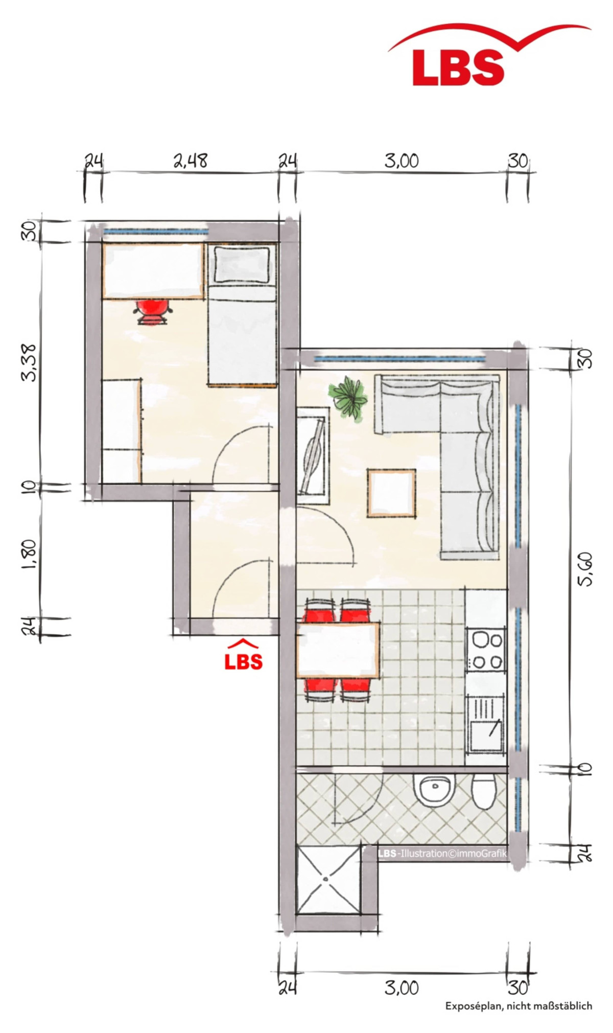 Wohnung Souterrain möbliert