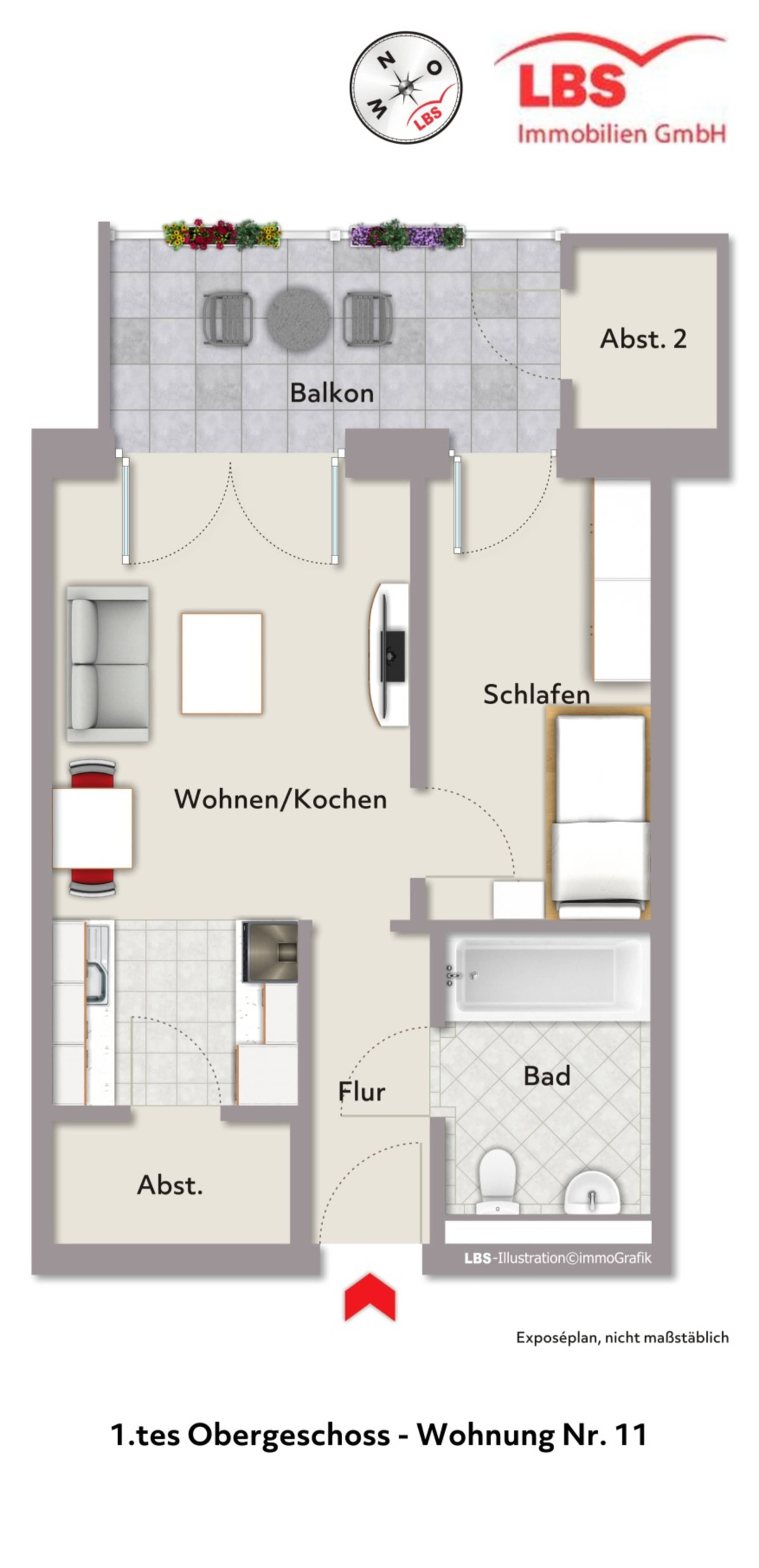 1.tes Obergeschoss - Wohnung Nr. 11