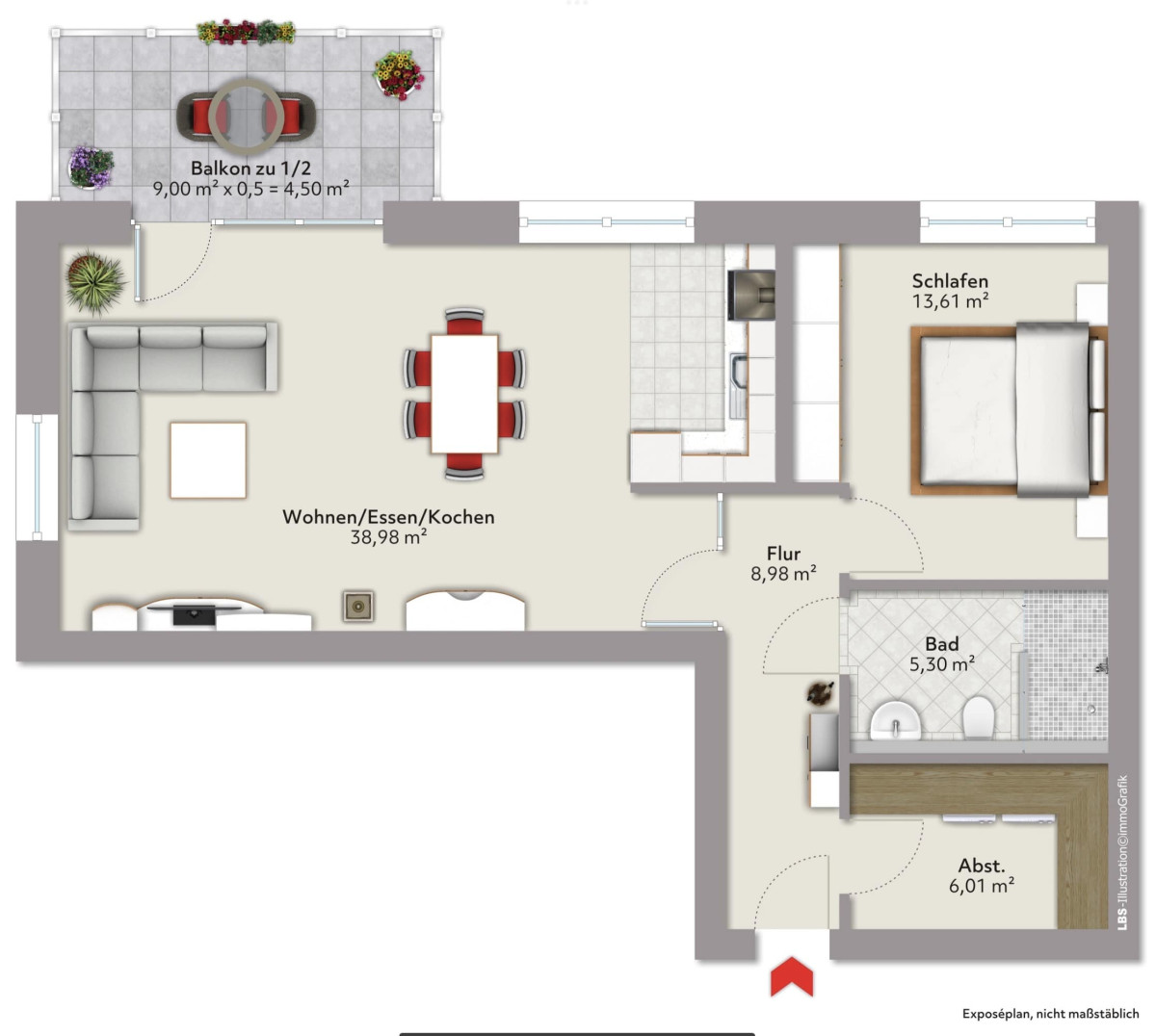 Grundriss 1. OG Wohnung 5