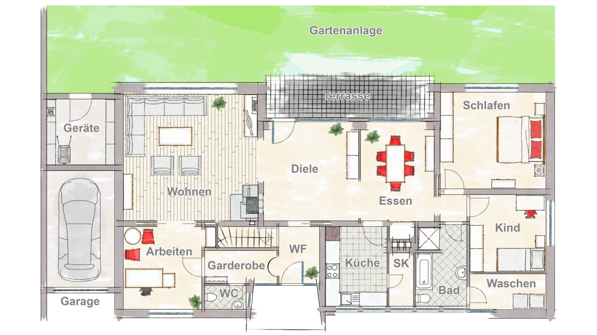 Grundrissskizze Erdgeschoss