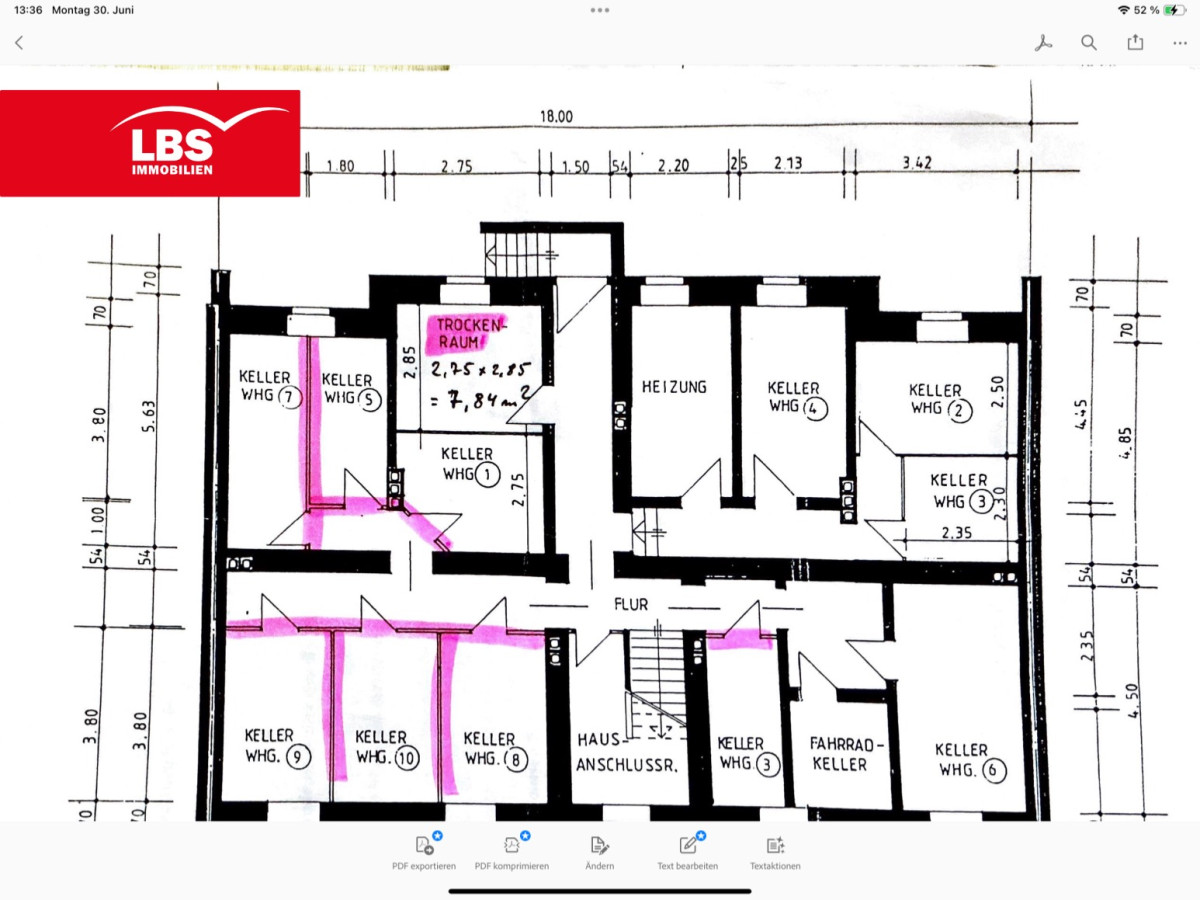 Grundriss Keller Whg. 7