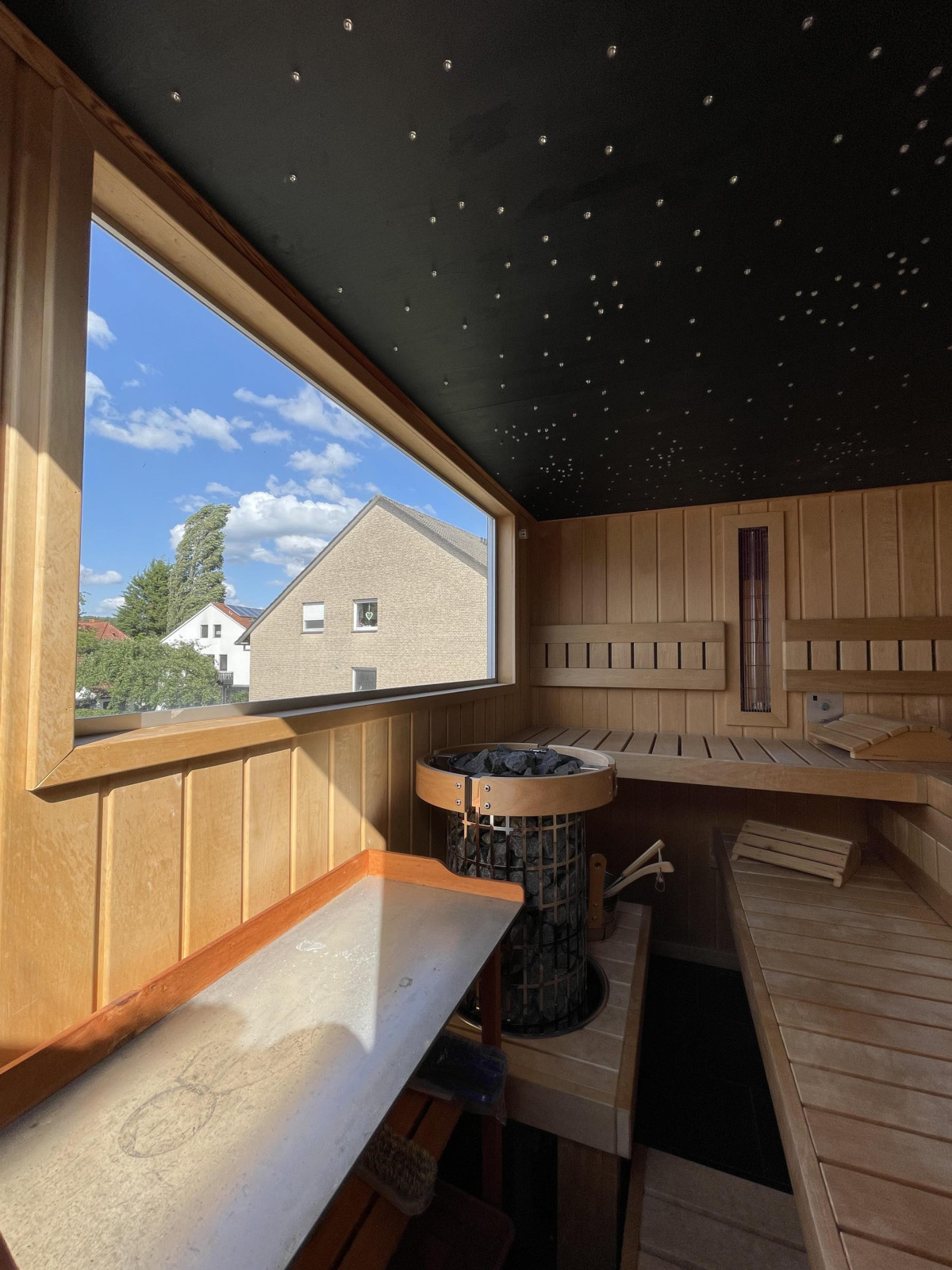 Sauna mit Panoramablick und Sternenhimmel